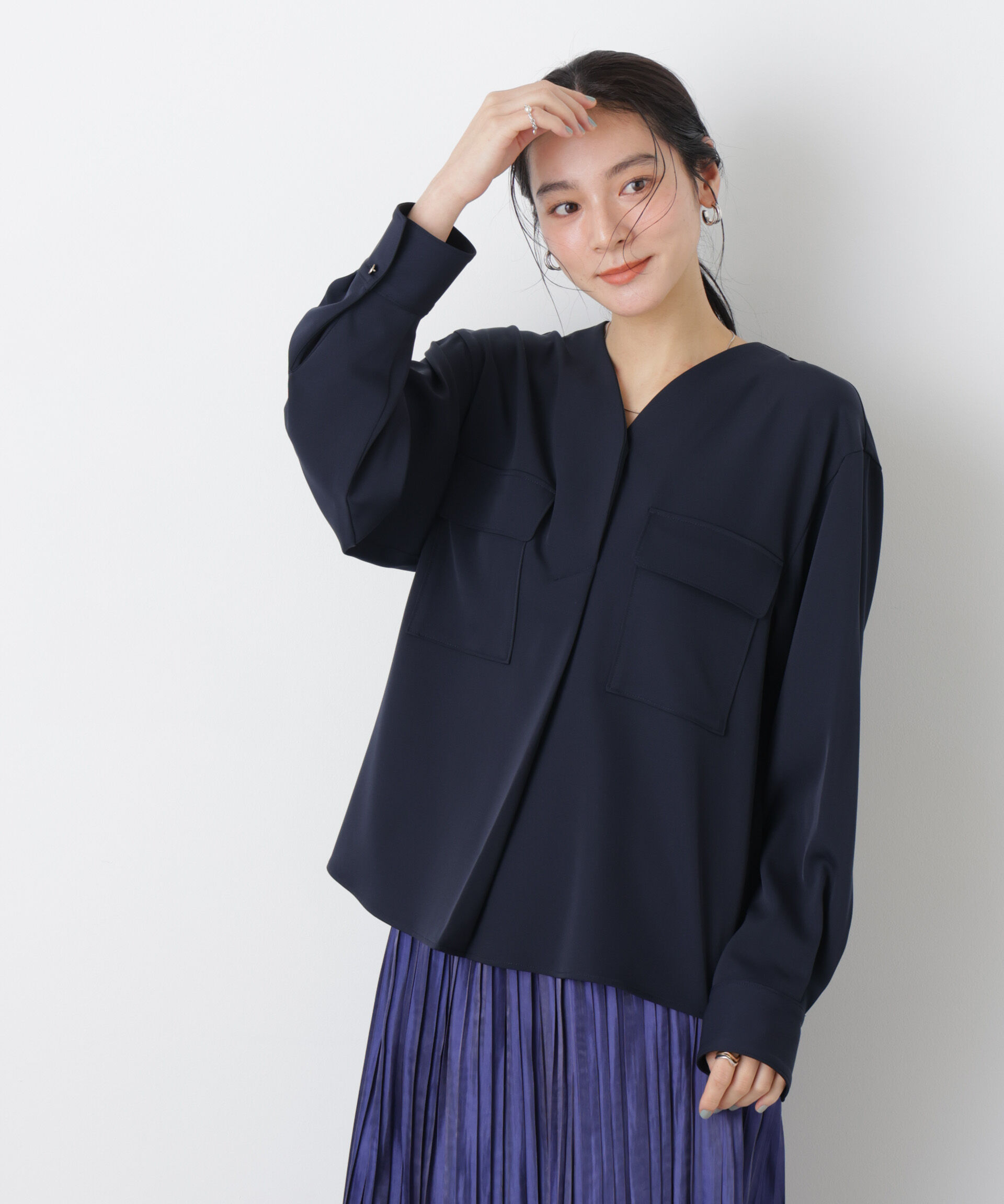 nano･universe「スキッパーポケットブラウス」|シャツ・ブラウス|