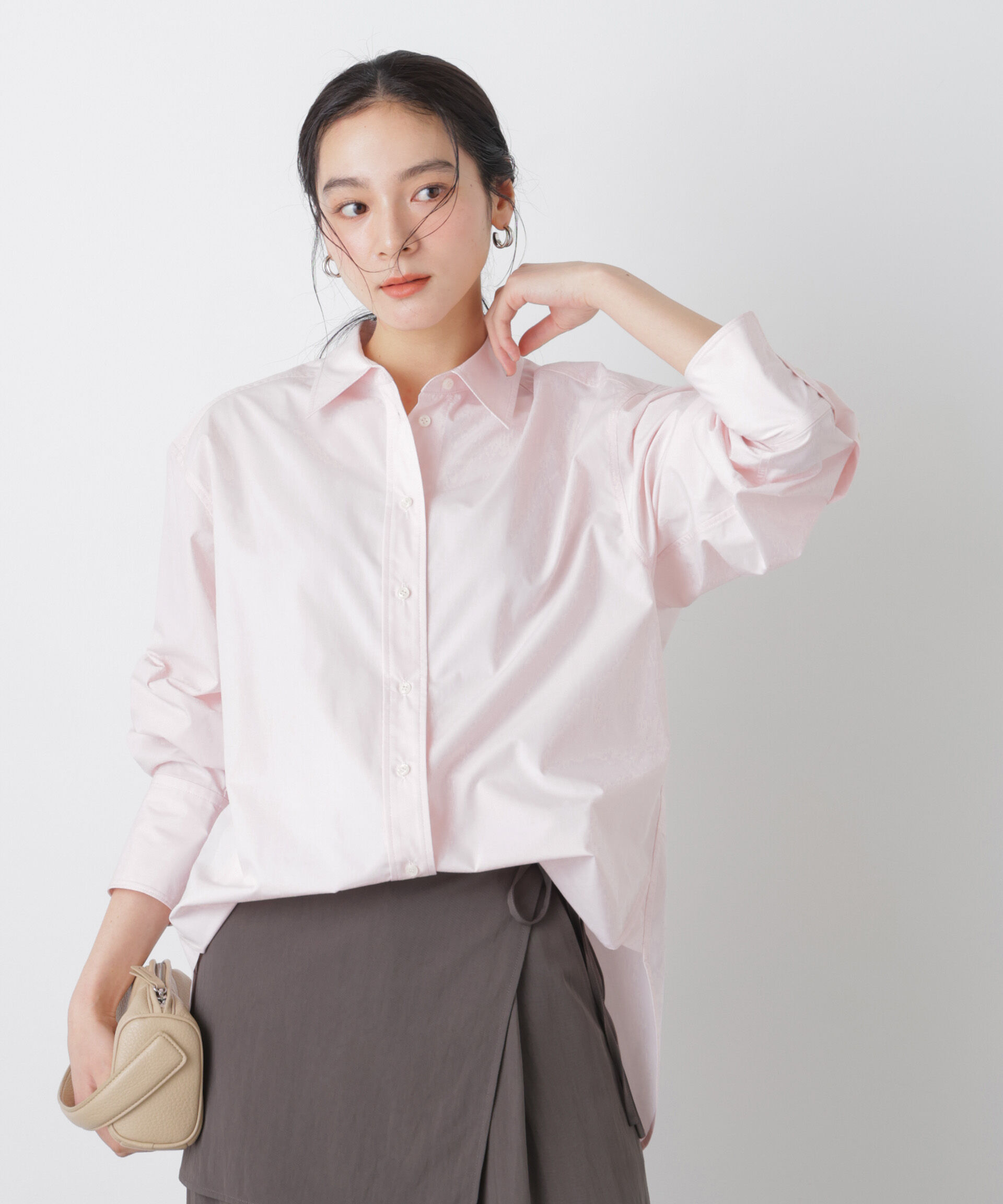 nano･universe「2wayオーバーシャツ」|シャツ・ブラウス|ピンク