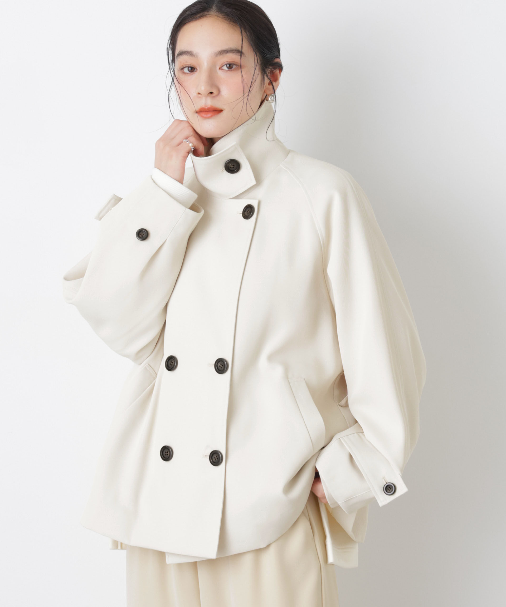 nano･universe「エアリーツイルベルテッドショートコート」|その他|アイボリー7