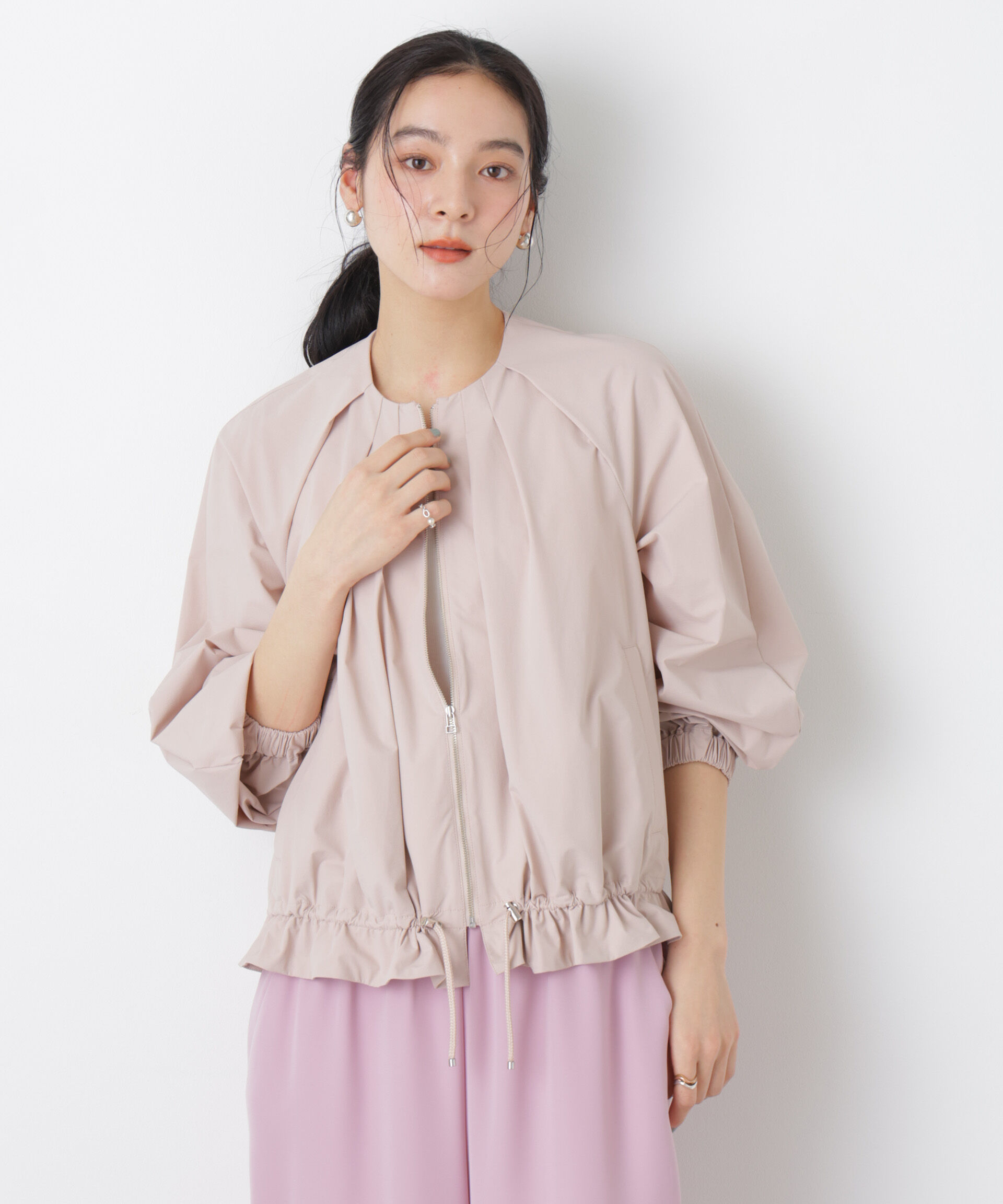 nano･universe「ノーカラードロストタックブルゾン」|ブルゾン・スタジャン|