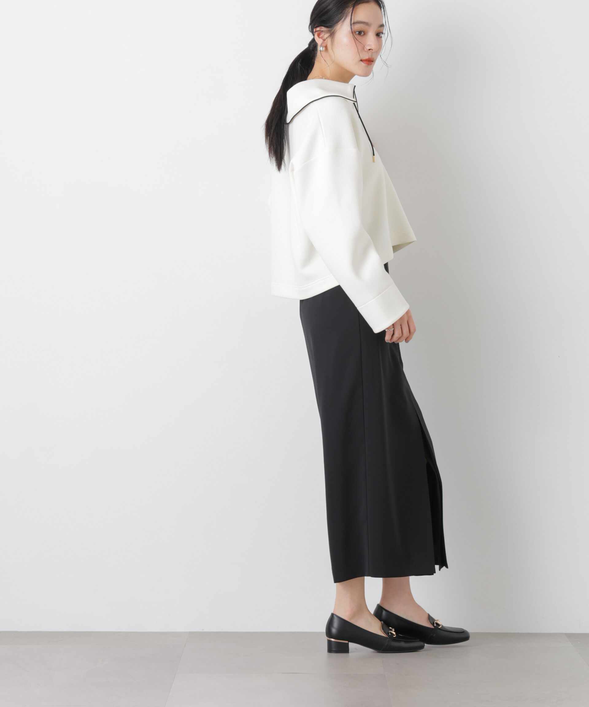 nano･universe「ハイツイストドライタックスリットロングスカート(セットアップ可)」|スカート|