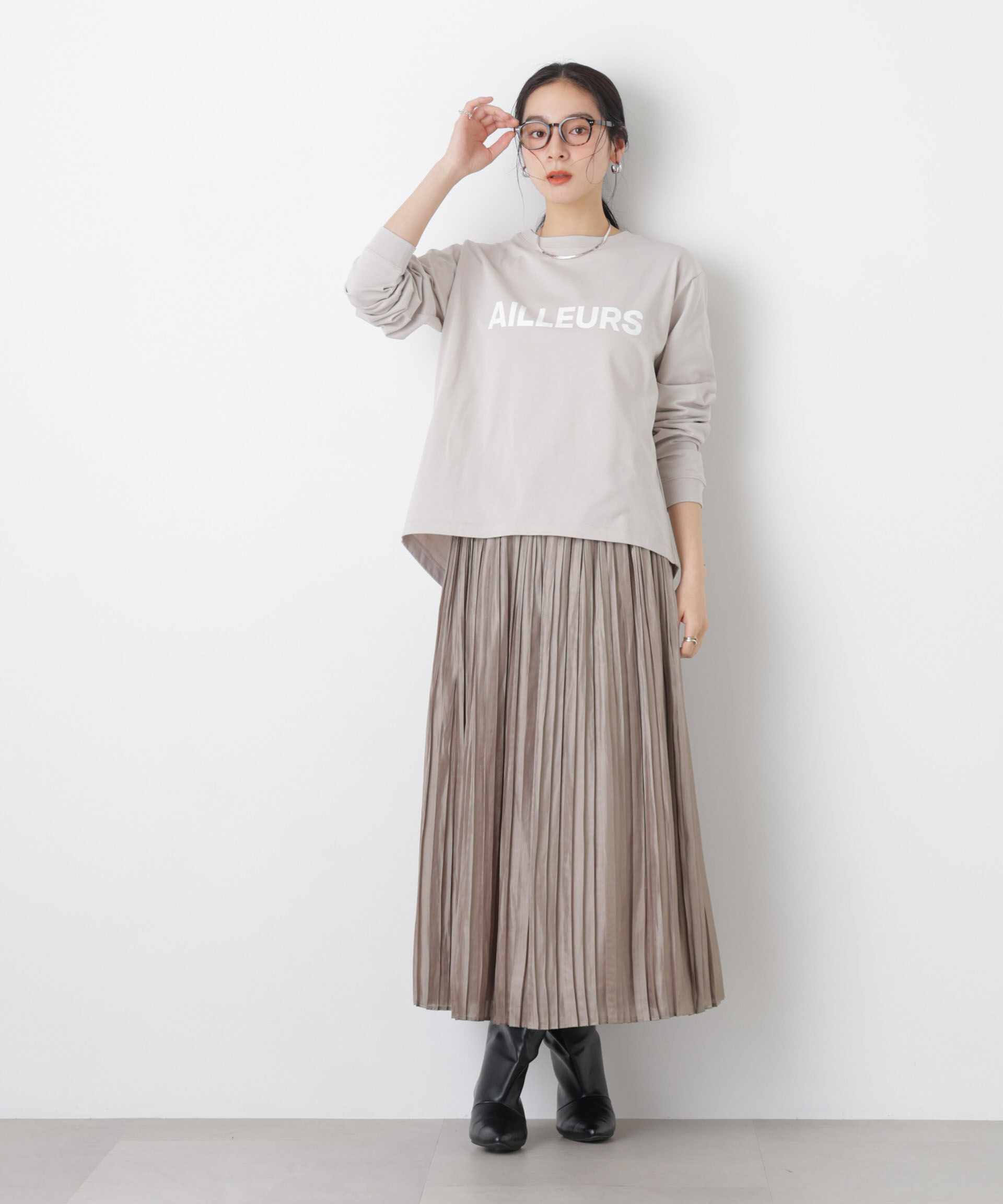 nano･universe「シャイニーサテンプリーツスカート」|スカート|