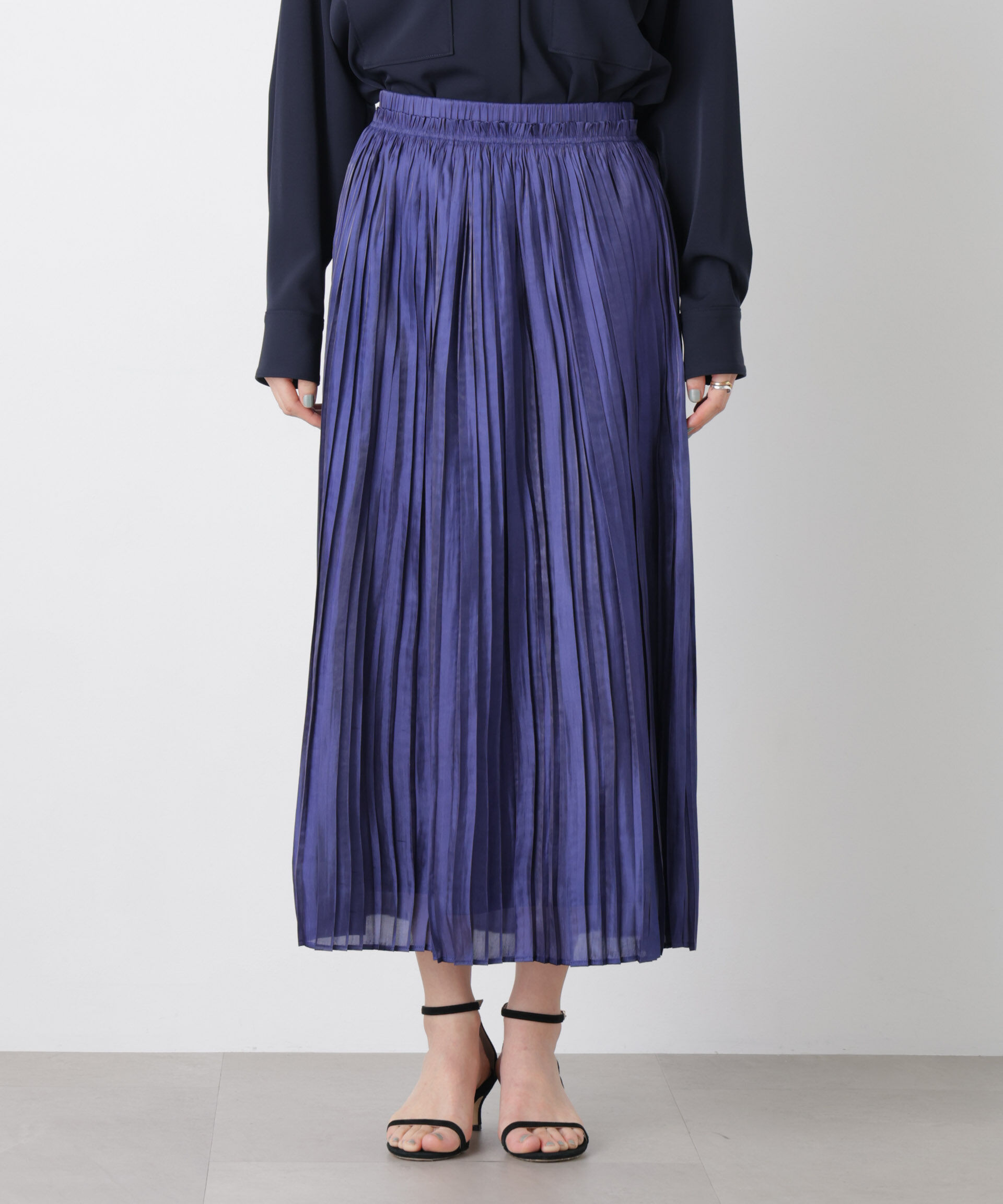 nano･universe「シャイニーサテンプリーツスカート」|スカート|