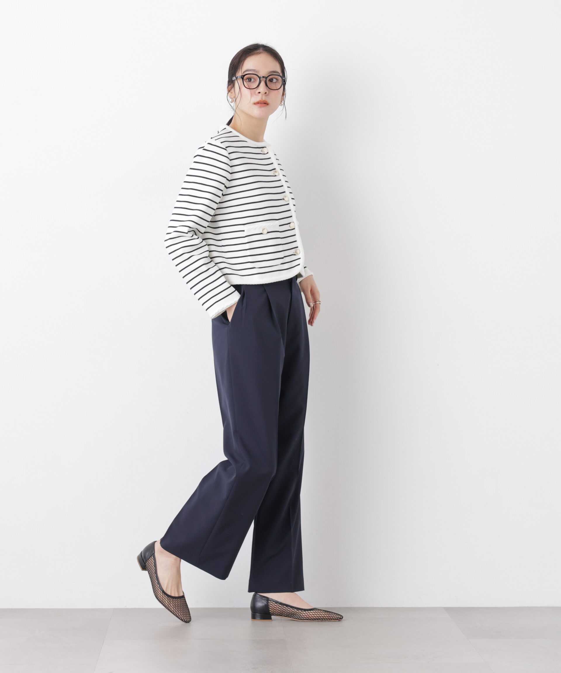 nano･universe「ライトファンクションタックセミワイドパンツ(セットアップ可)」|チノ|