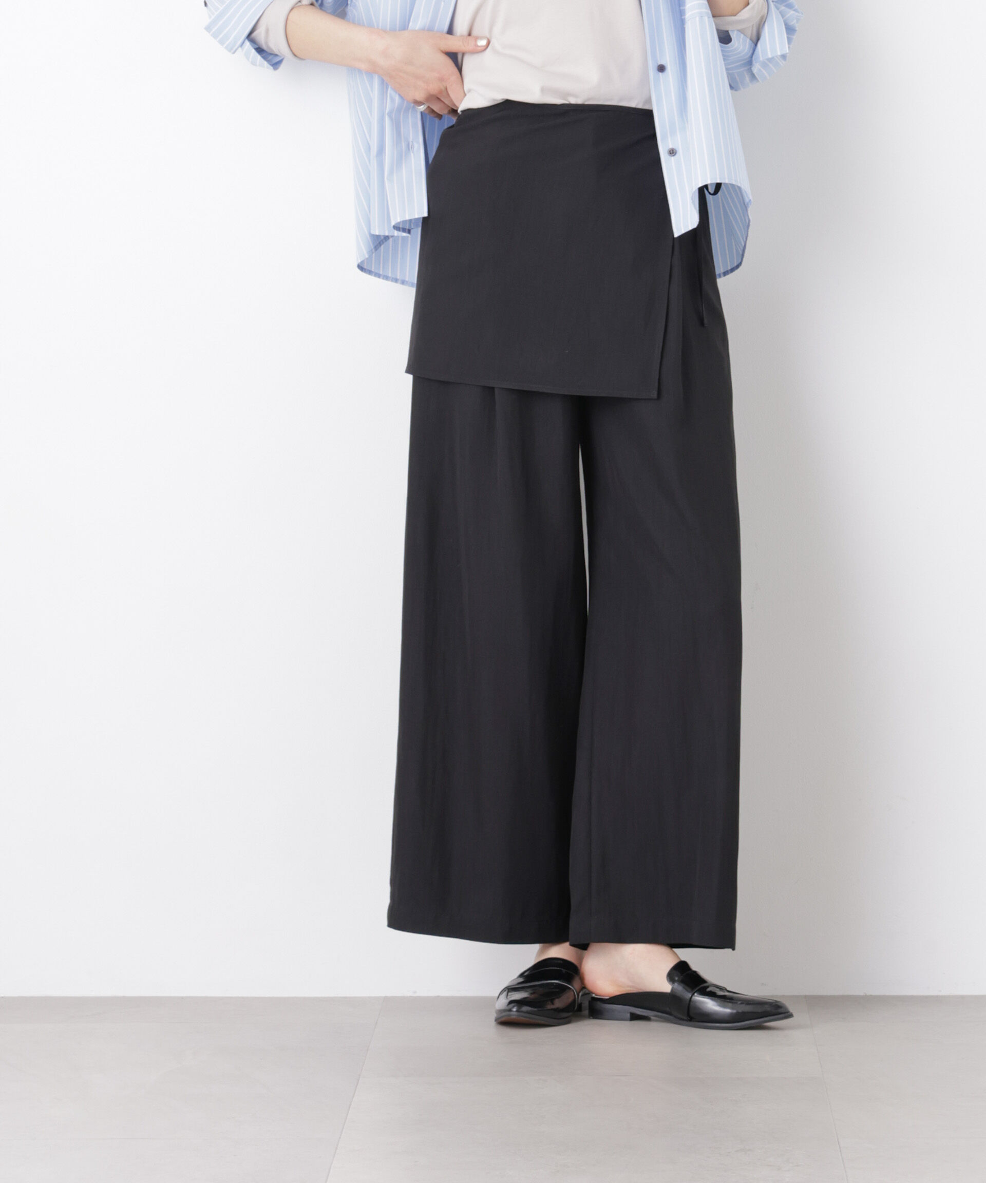 nano･universe「スカーフセットタックワイドパンツ」|チノ|