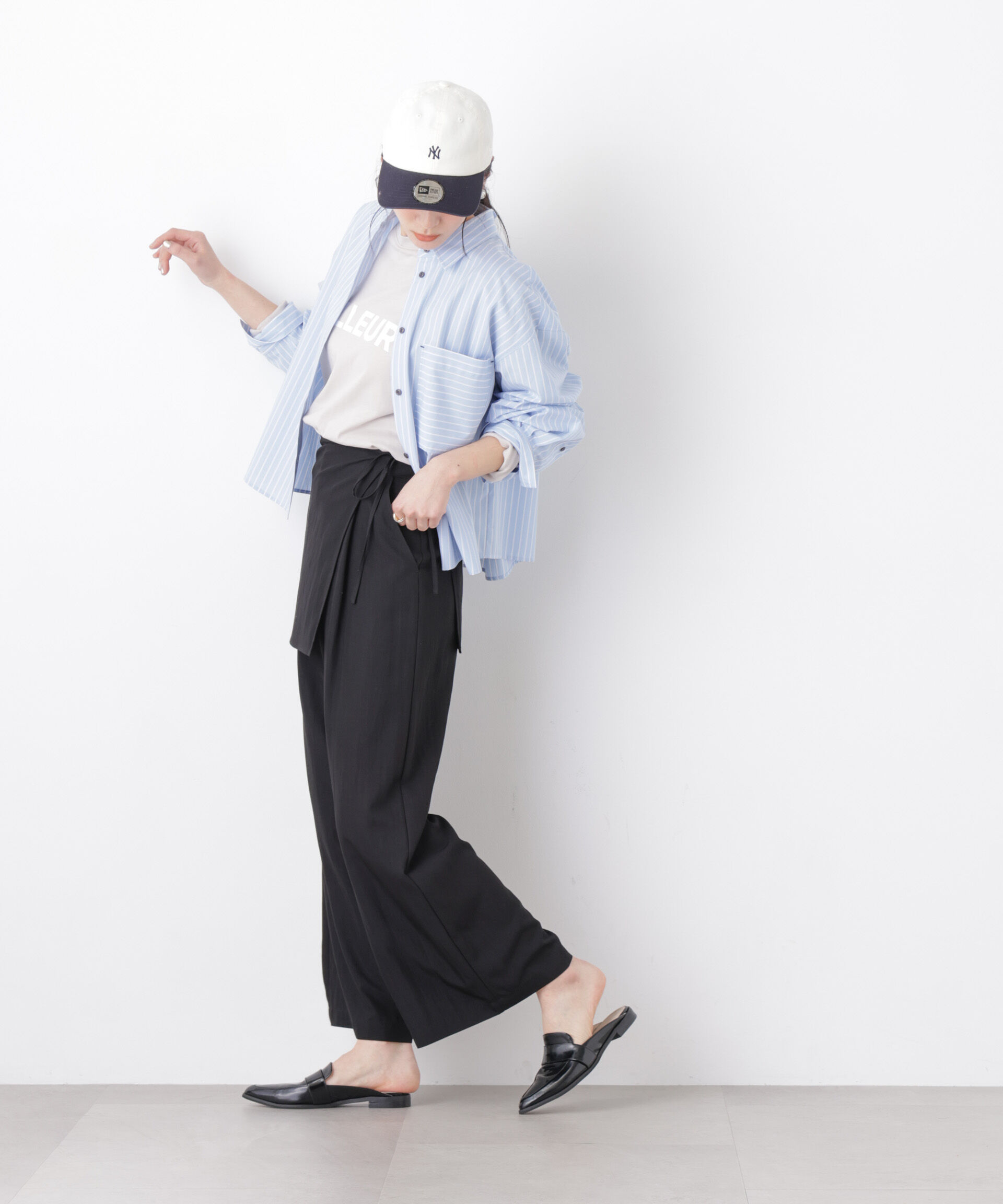 nano･universe「スカーフセットタックワイドパンツ」|チノ|