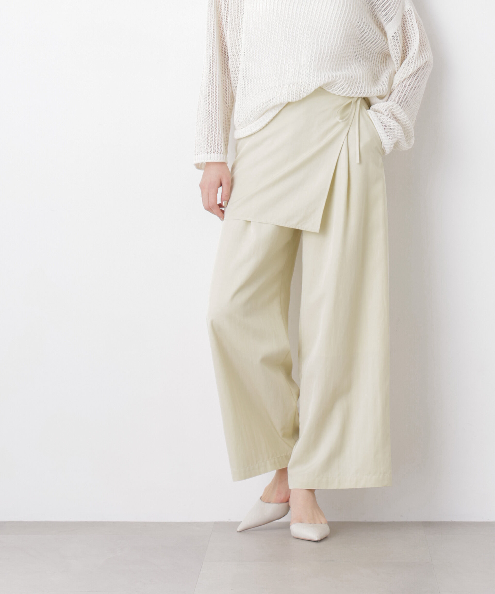 nano･universe「スカーフセットタックワイドパンツ」|チノ|