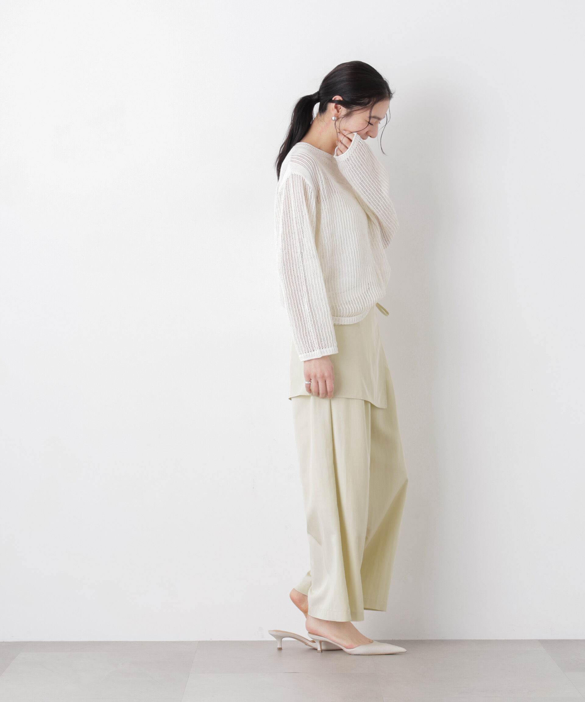 nano･universe「スカーフセットタックワイドパンツ」|チノ|