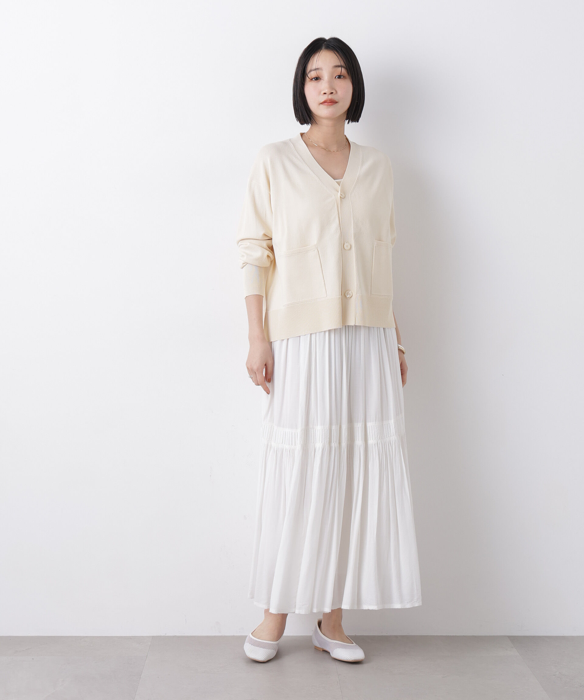 nano･universe「洗濯機洗い可UVカット接触冷感Vネックカーディガン」|ニット・セーター|