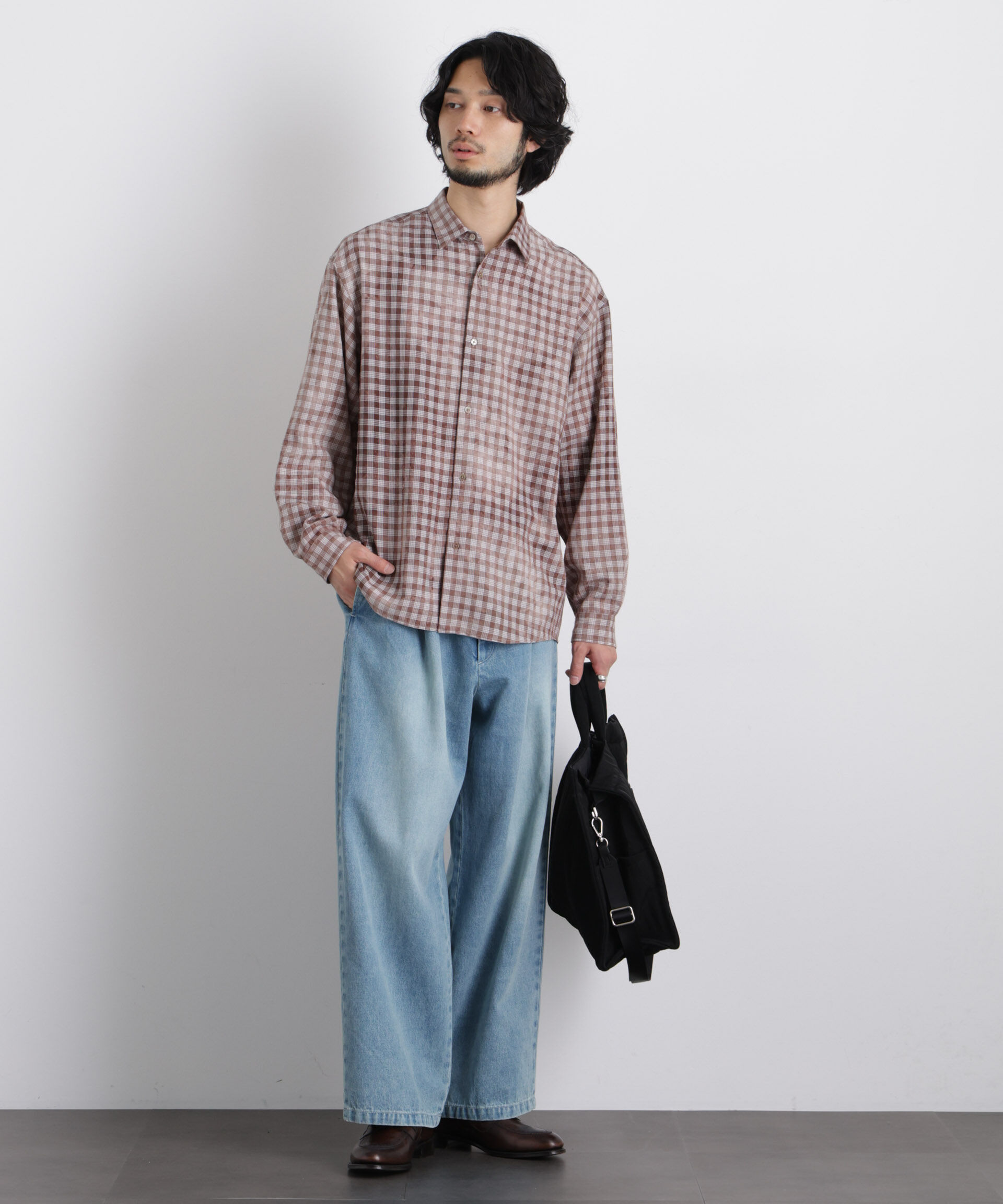 nano･universe「ケミカルフィニッシュチェック オーバーシャツ」|シャツ・ブラウス|