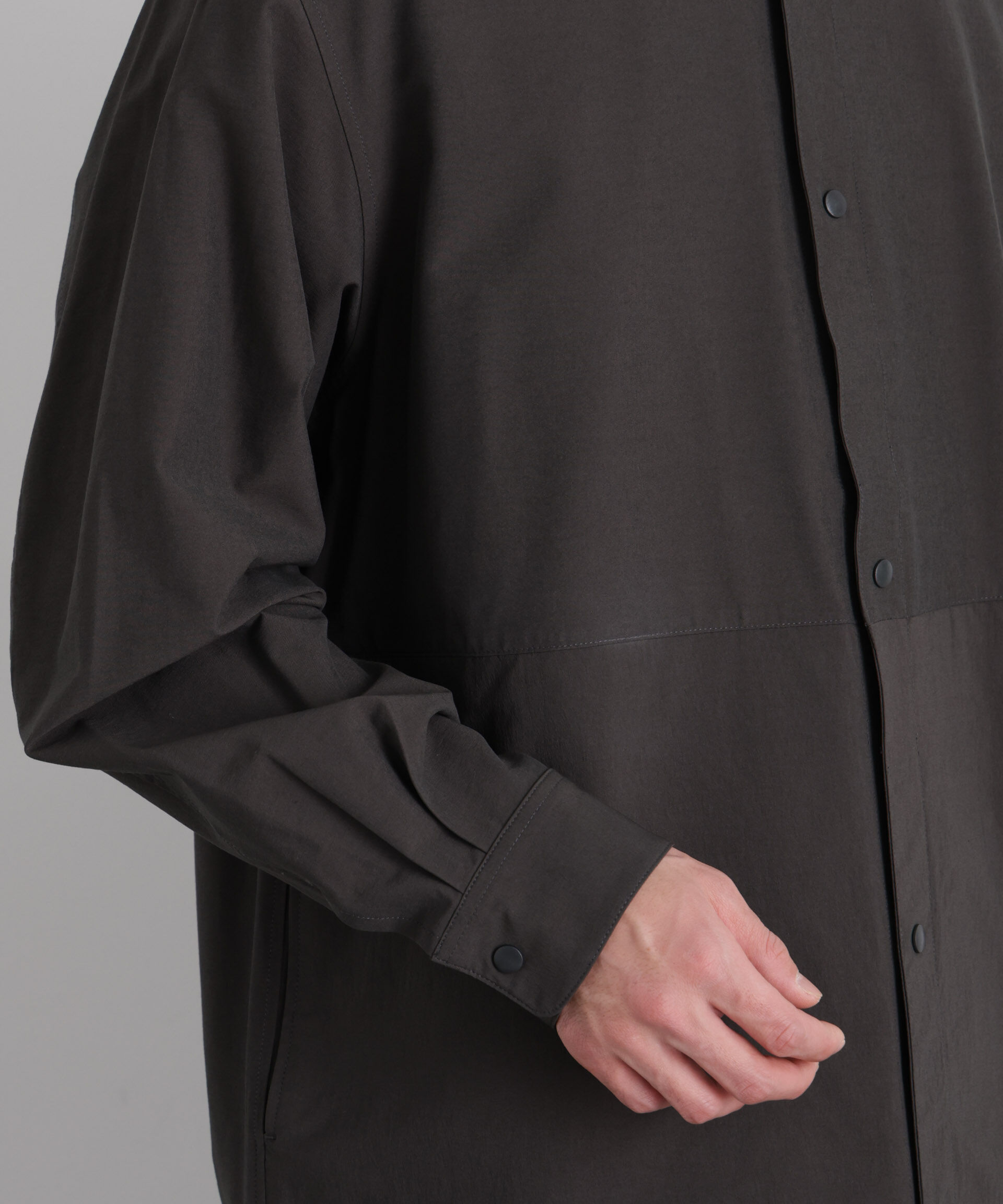 nano･universe「ストレッチワイドシャツブルゾン」|ブルゾン・スタジャン|