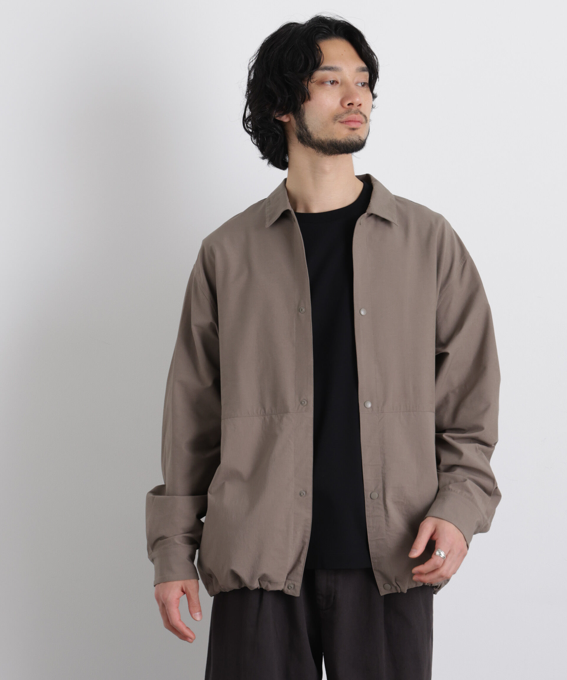nano･universe「ストレッチワイドシャツブルゾン」|ブルゾン・スタジャン|