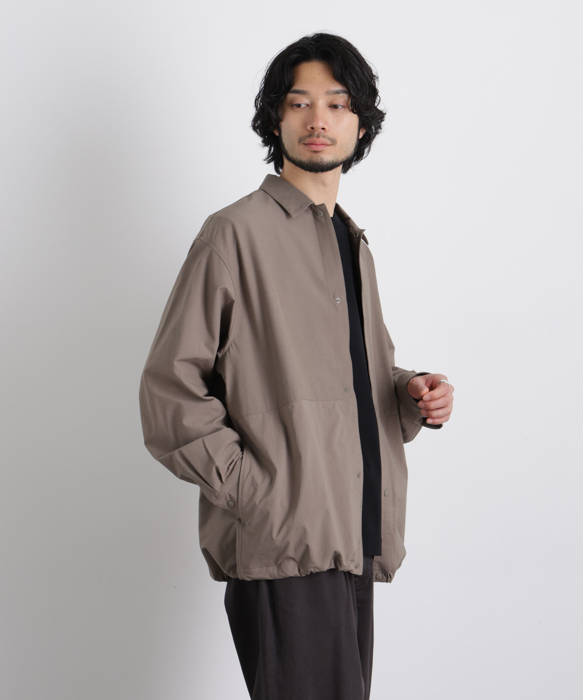 nano･universe「ストレッチワイドシャツブルゾン」|ブルゾン・スタジャン|