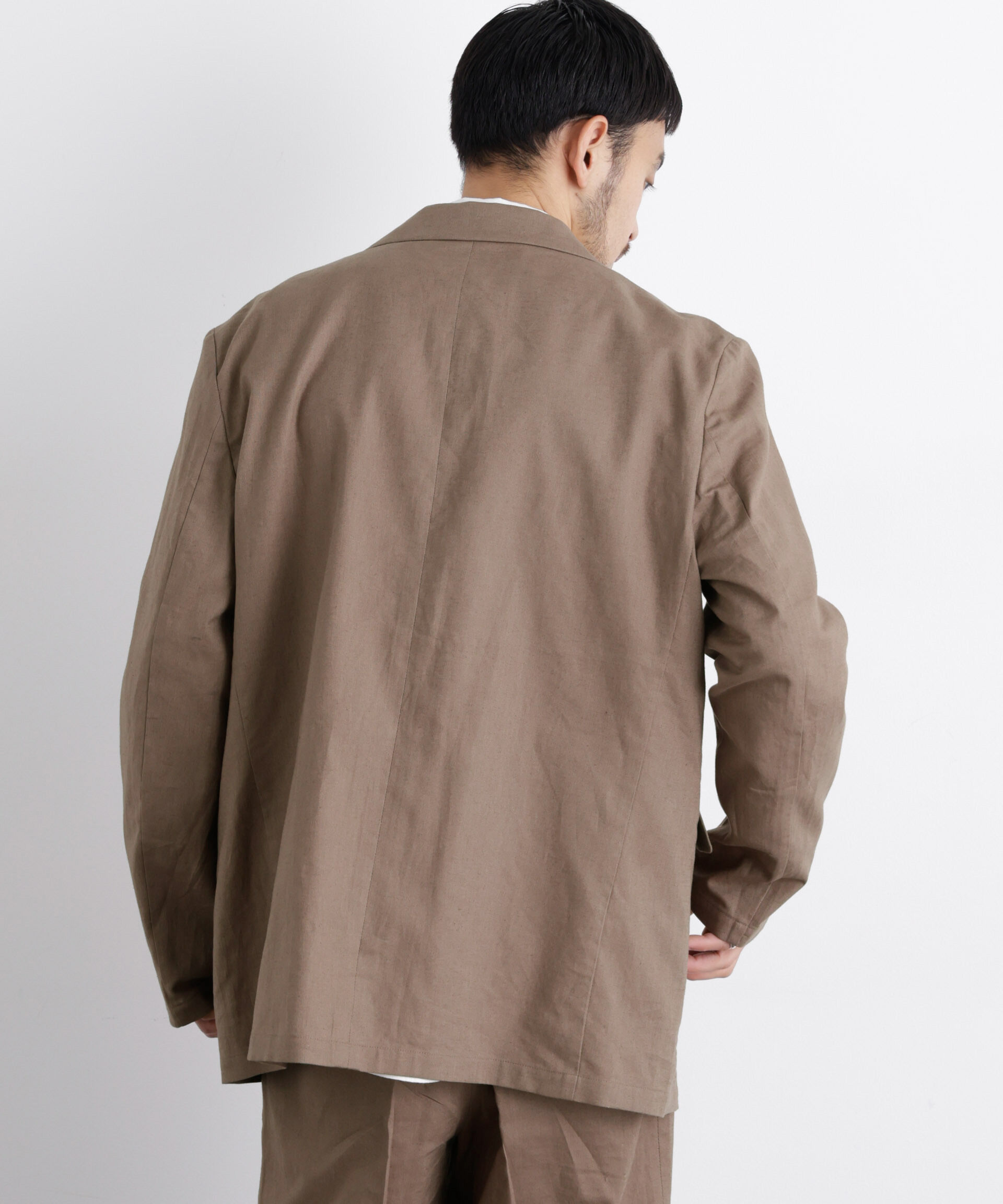 nano･universe「｢FRENCH LINEN｣ リネンコットンセミダブルJK（セットアップ可）」|テーラードジャケット|