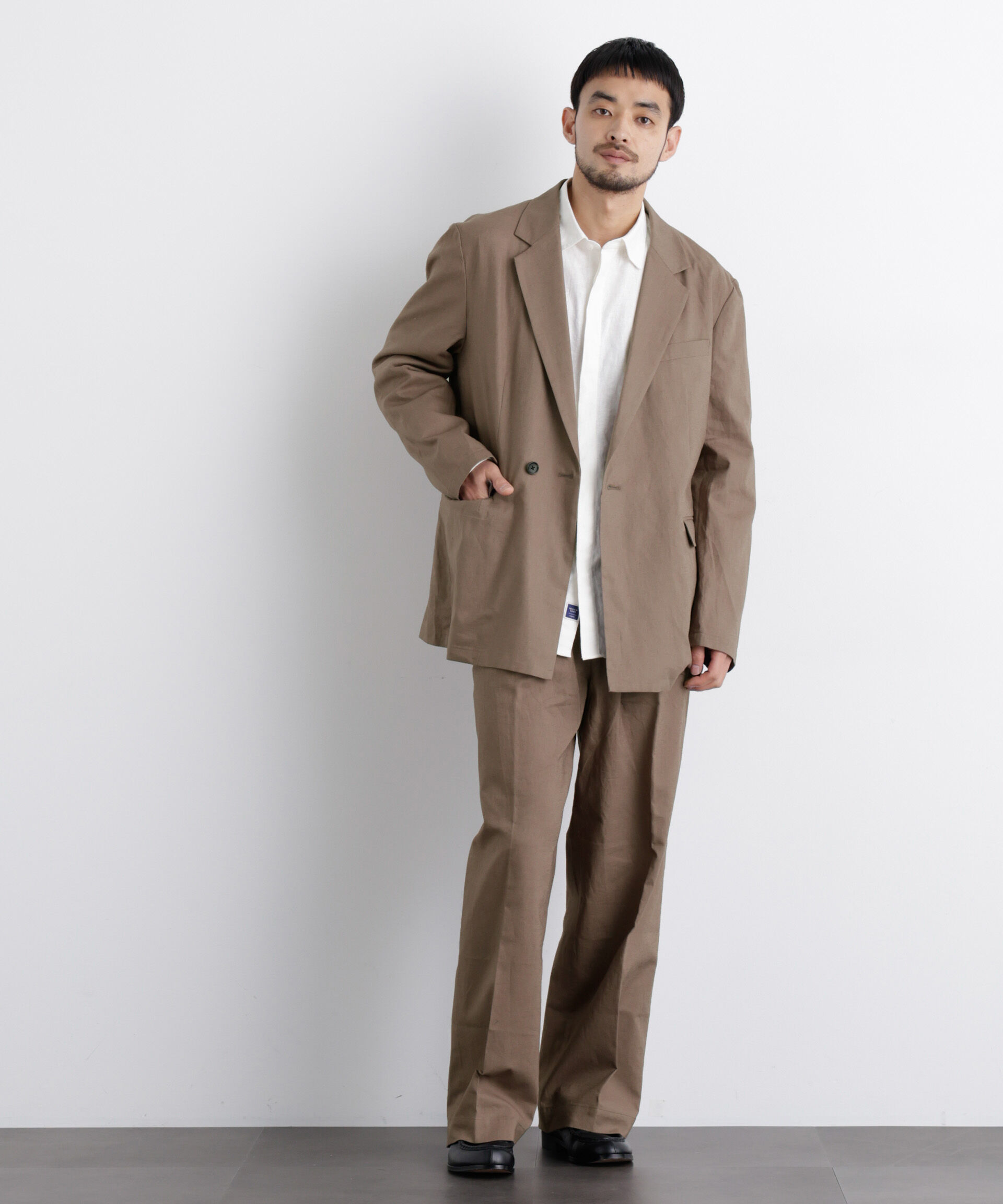 nano･universe「｢FRENCH LINEN｣ リネンコットンセミダブルJK（セットアップ可）」|テーラードジャケット|