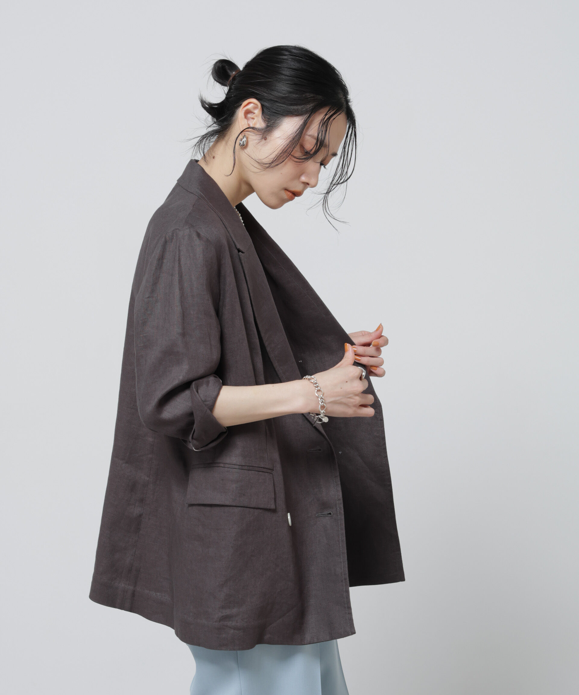 nano･universe「European Flax ダブル6Bジャケット(セットアップ可)」|テーラードジャケット|