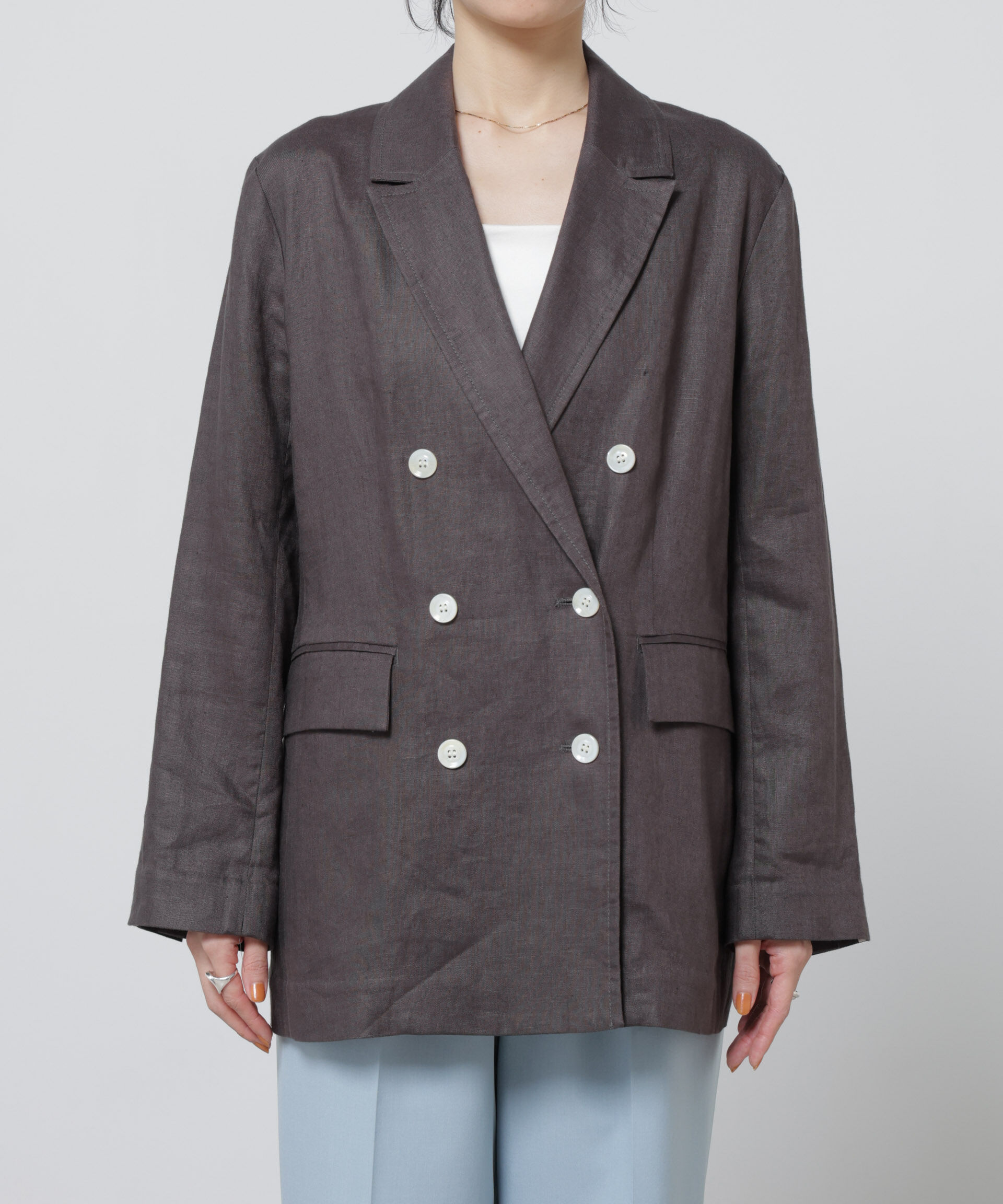 nano･universe「European Flax ダブル6Bジャケット(セットアップ可)」|テーラードジャケット|