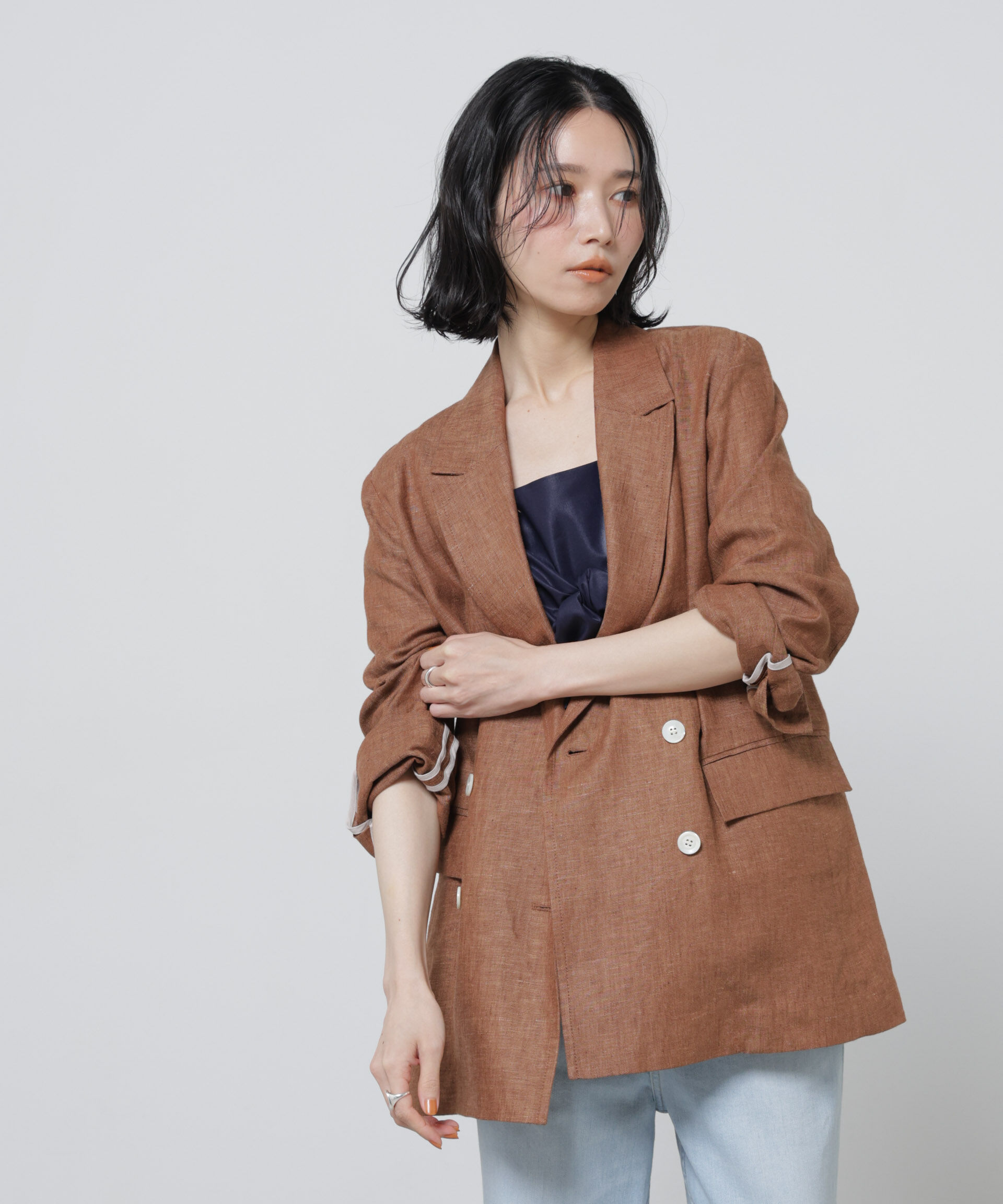 nano･universe「European Flax ダブル6Bジャケット(セットアップ可)」|テーラードジャケット|