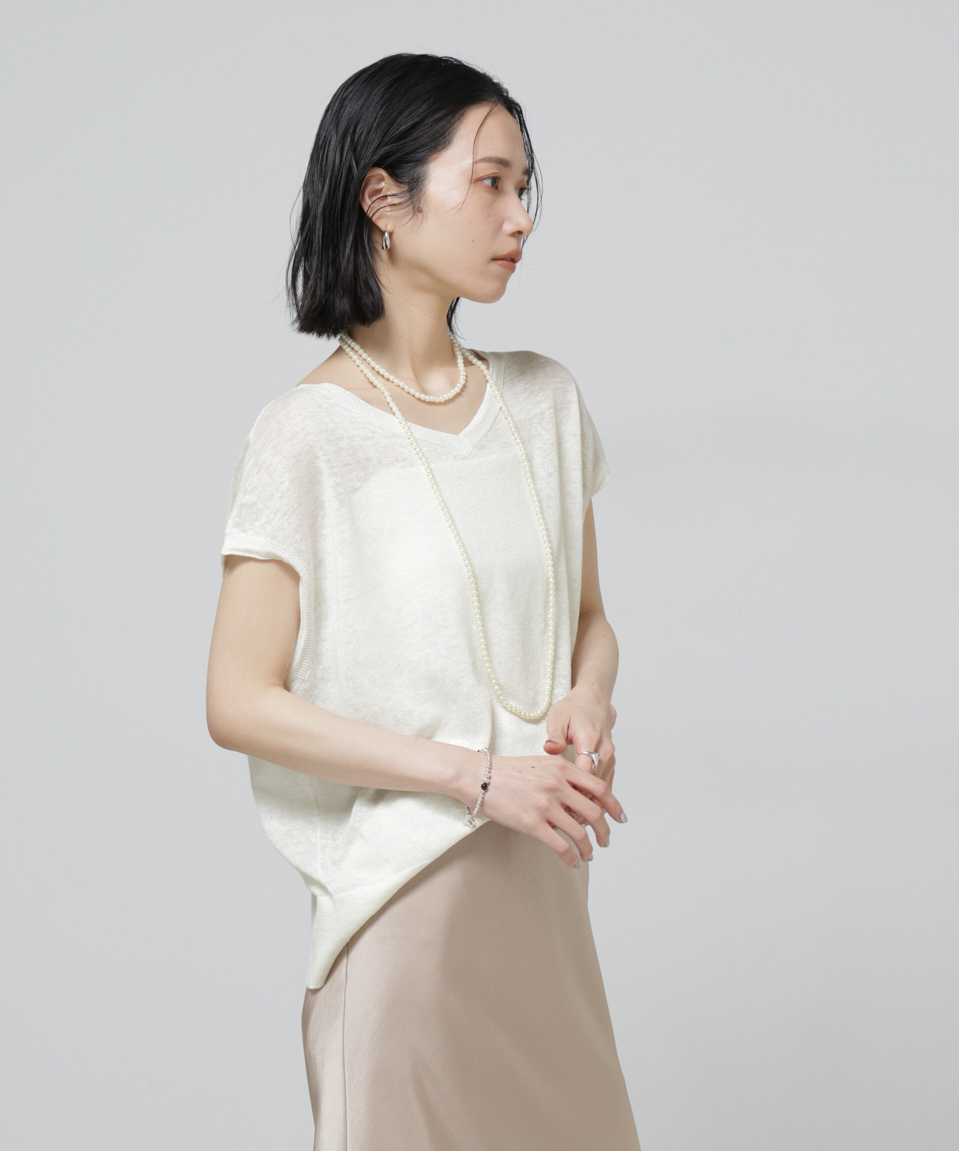 nano･universe「European Flax 2wayフレンチスリーブニット」|ニット・セーター|