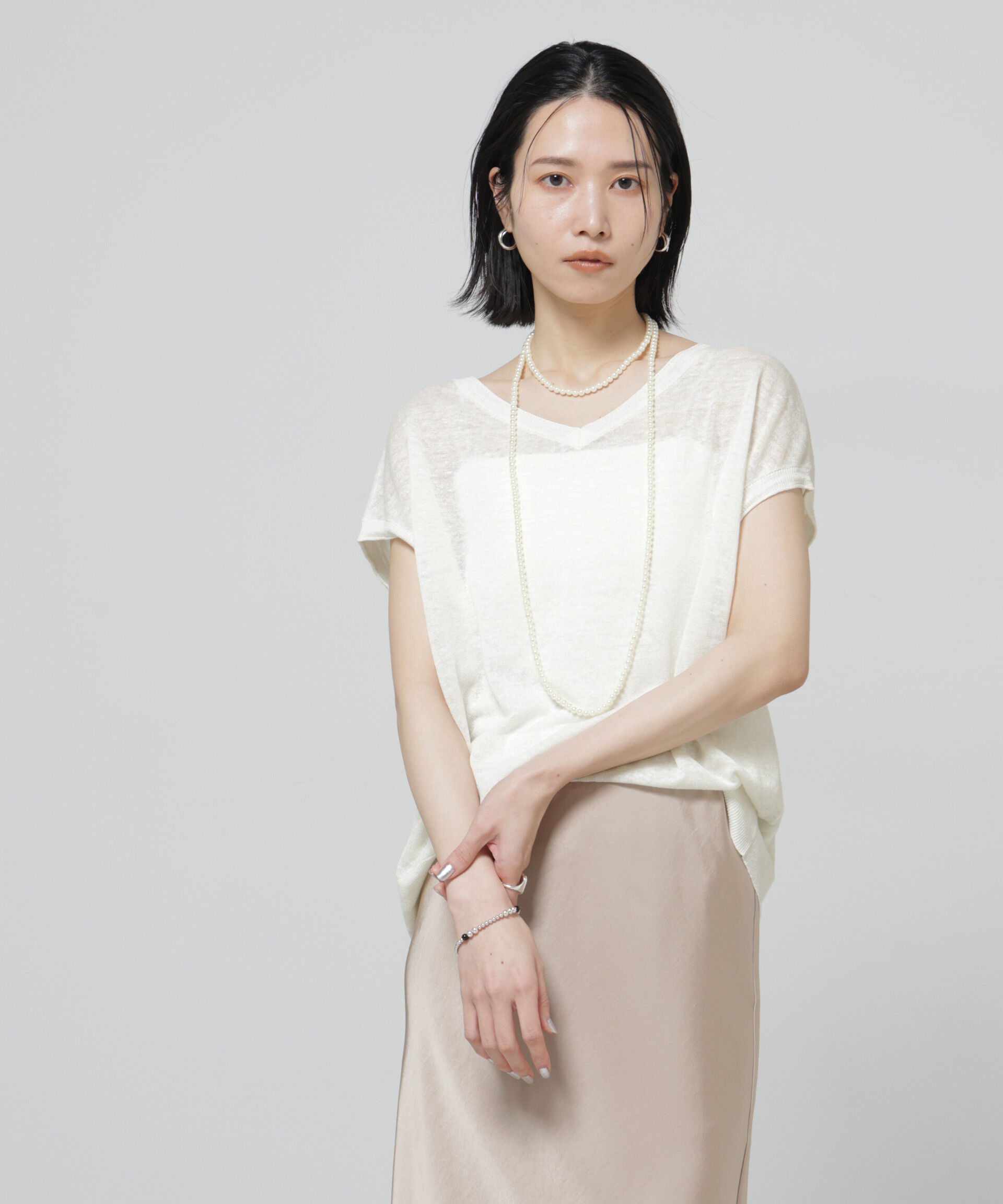 nano･universe「European Flax 2wayフレンチスリーブニット」|ニット・セーター|