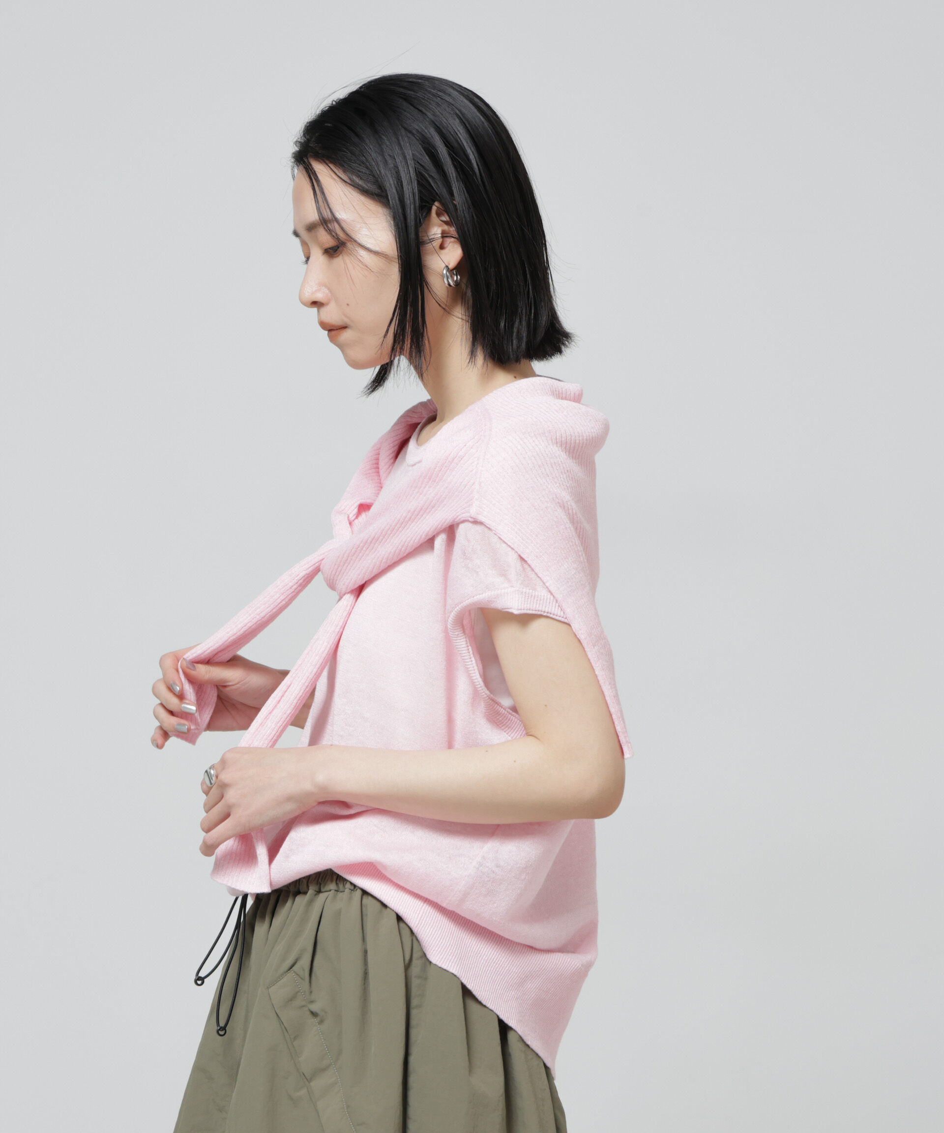 nano･universe「European Flax 2wayフレンチスリーブニット」|ニット・セーター|