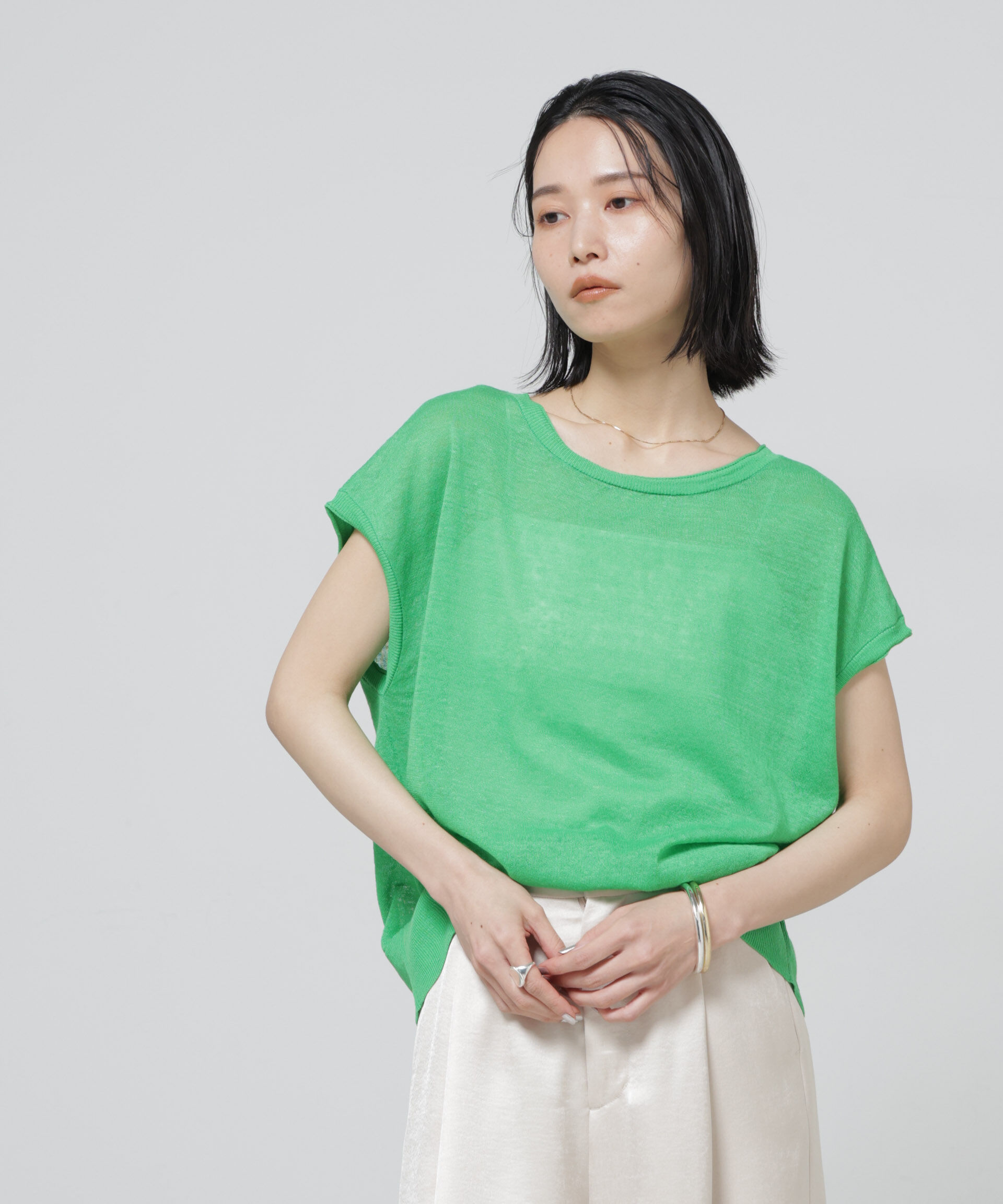 nano･universe「European Flax 2wayフレンチスリーブニット」|ニット・セーター|