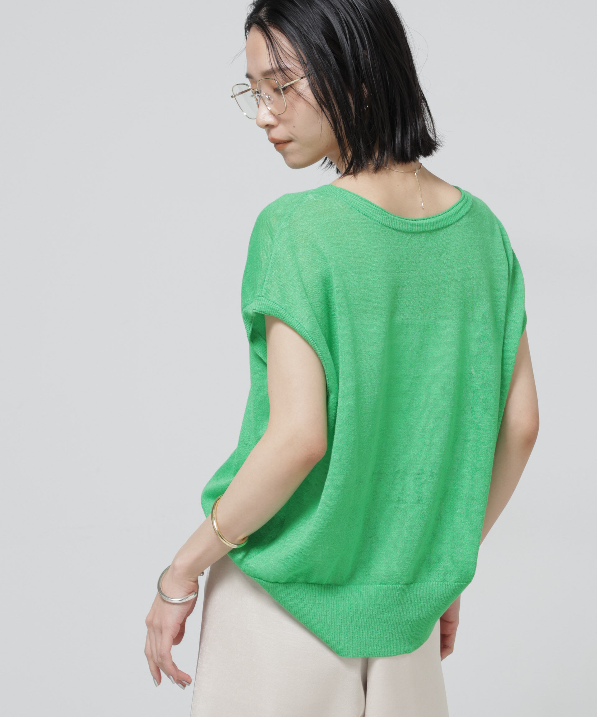 nano･universe「European Flax 2wayフレンチスリーブニット」|ニット・セーター|