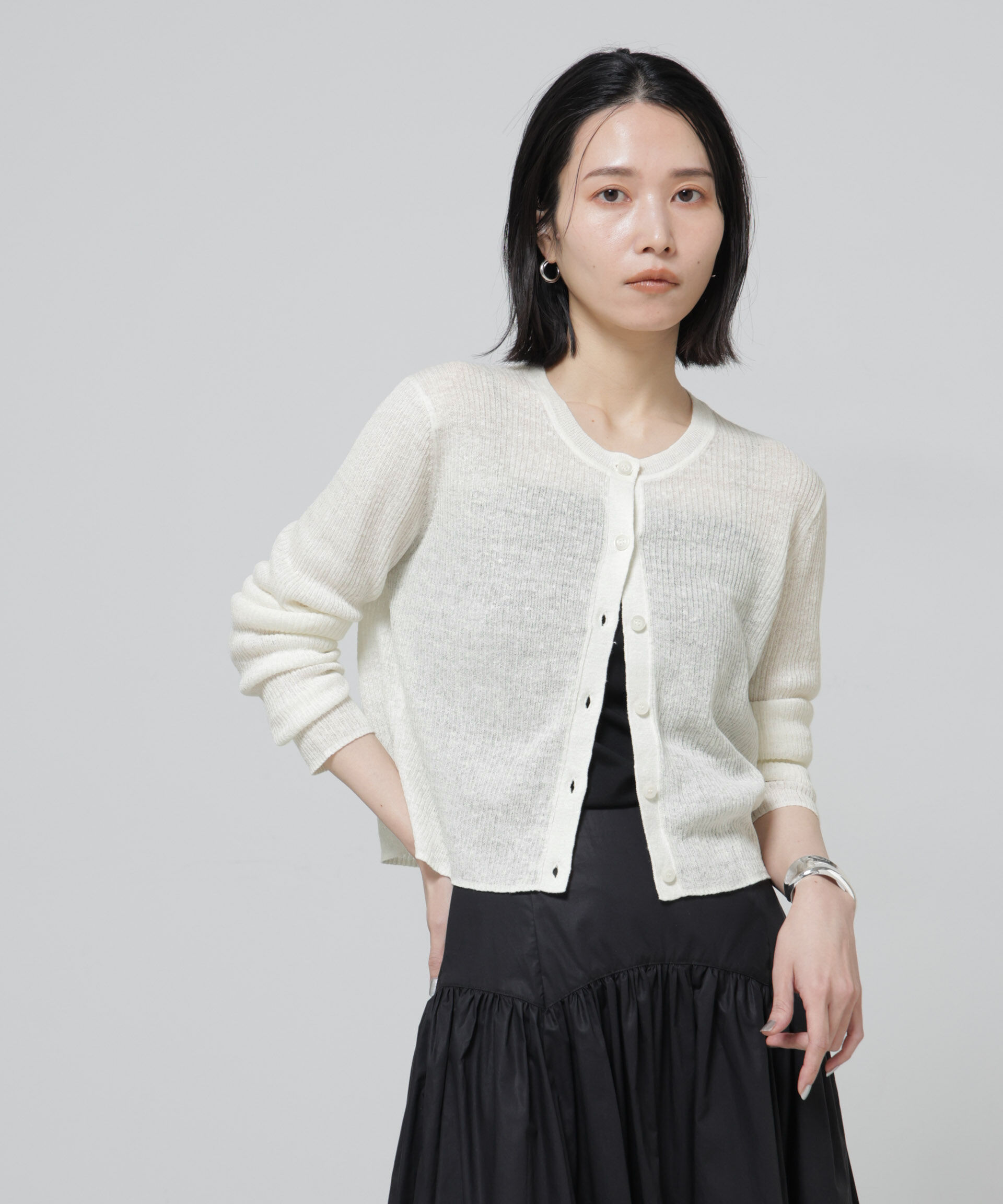 nano･universe「European Flax リブカーディガン」|ニット・セーター|