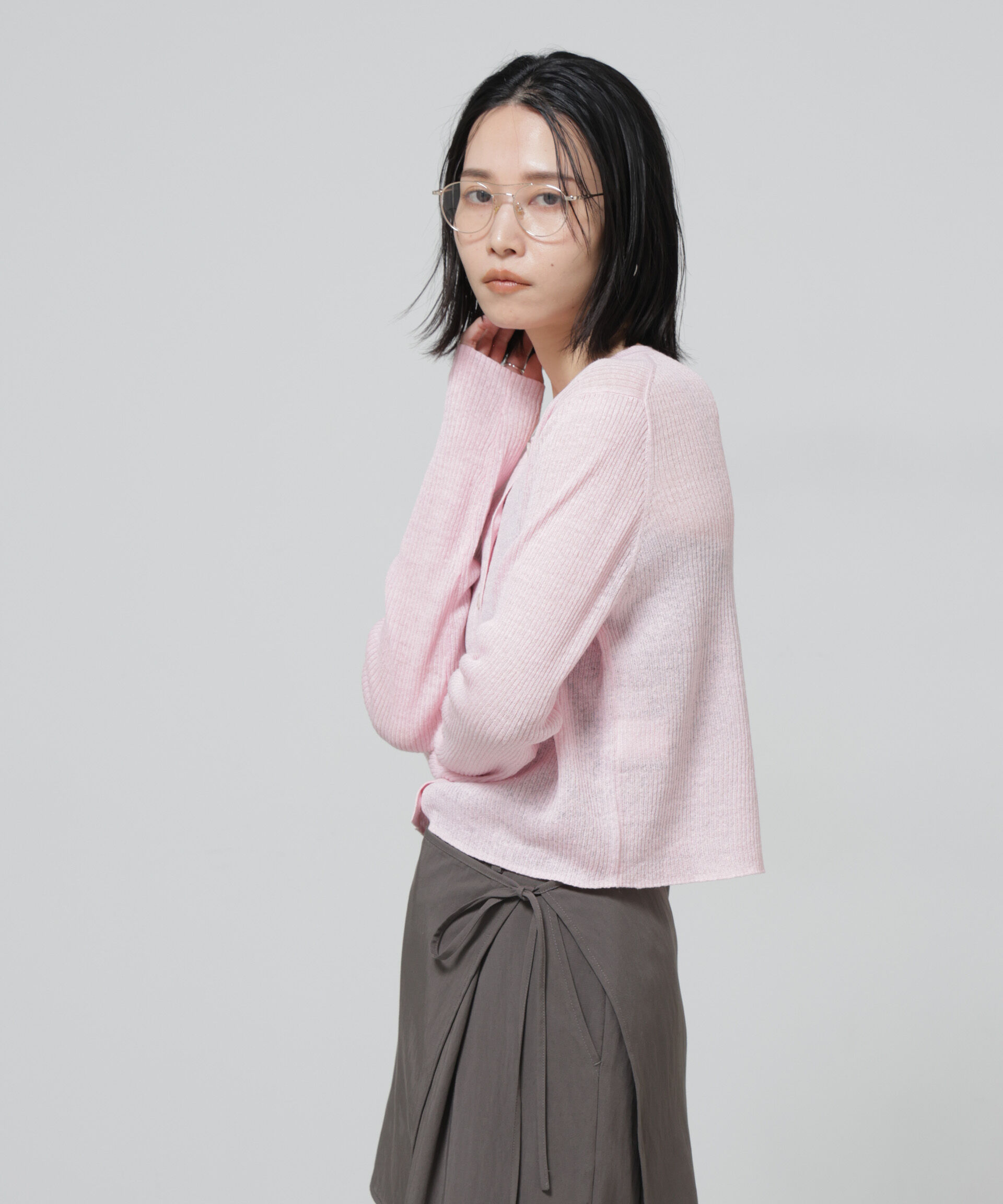 nano･universe「European Flax リブカーディガン」|ニット・セーター|