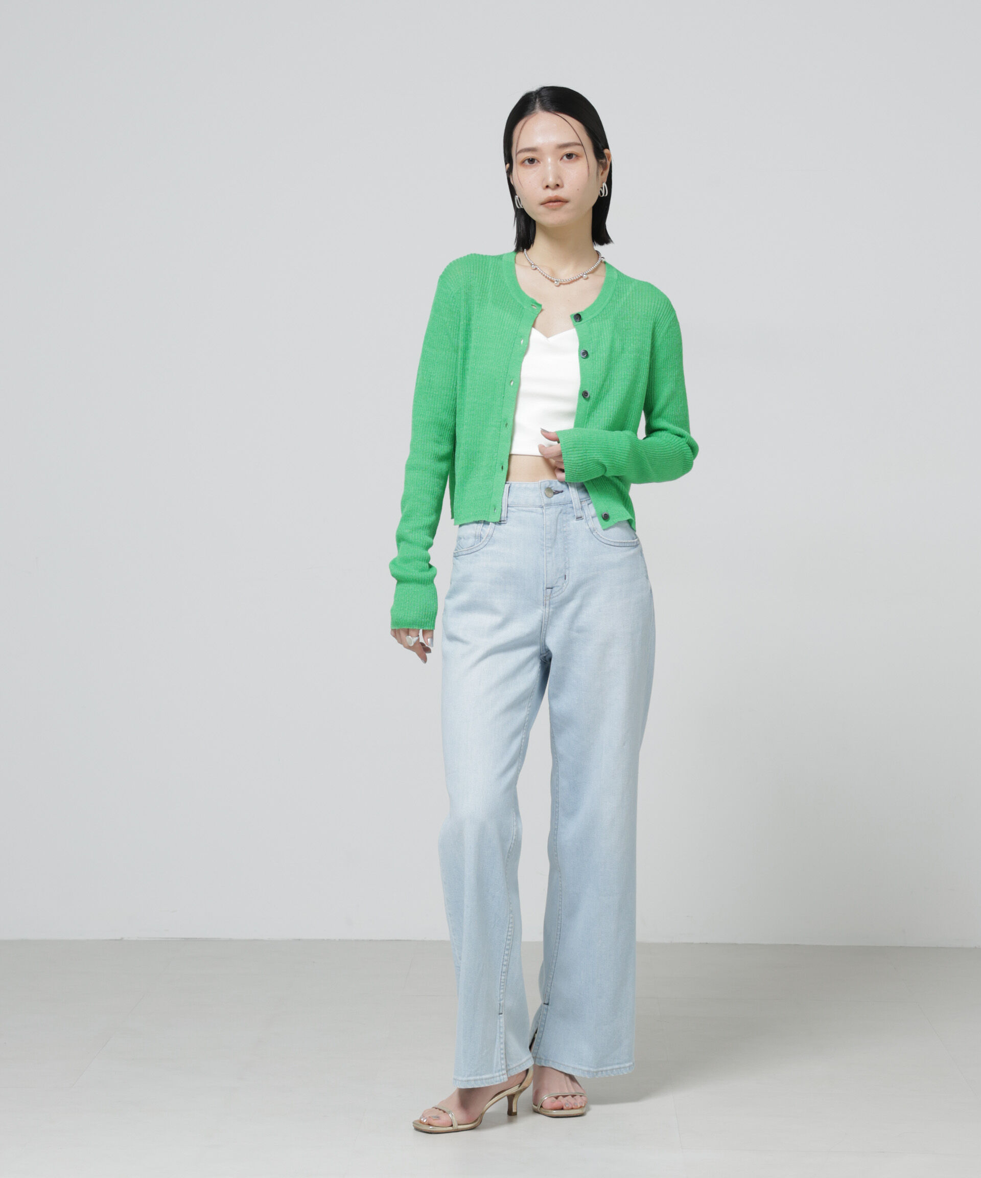 nano･universe「European Flax リブカーディガン」|ニット・セーター|