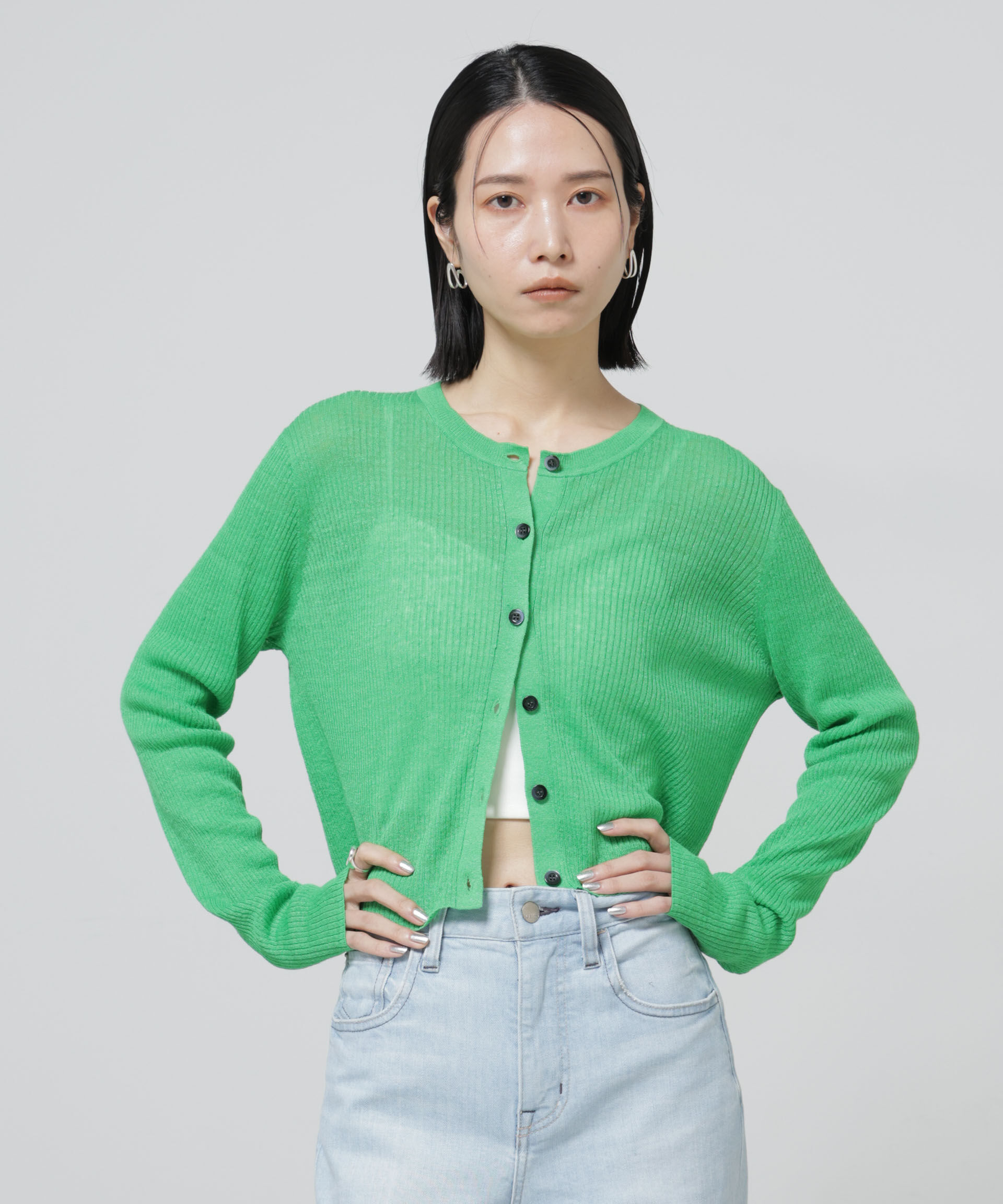 nano･universe「European Flax リブカーディガン」|ニット・セーター|