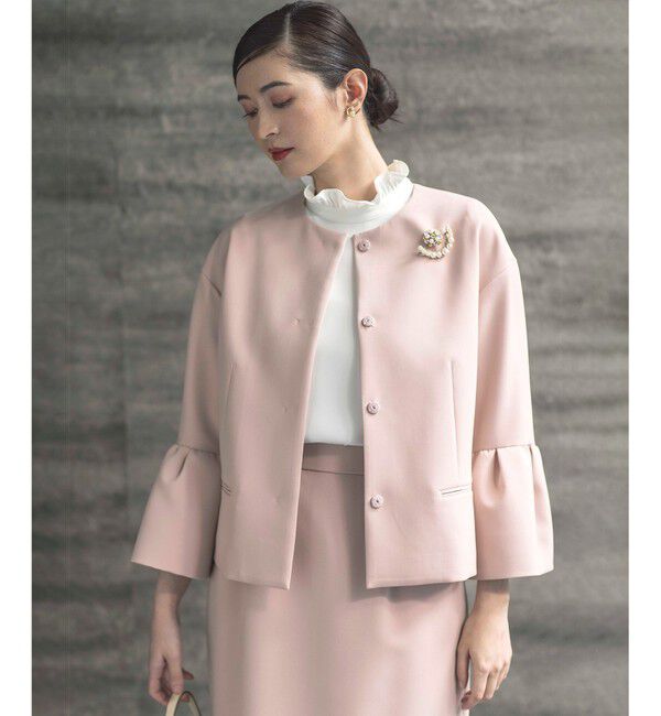 組曲「【KUMIKYOKU NAVY】コンフォータブルドレープ ジャケット」|ノーカラージャケット|ｼｬﾝﾊﾟﾝ