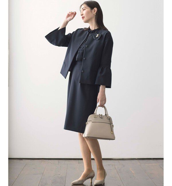 組曲「【KUMIKYOKU NAVY】コンフォータブルドレープ ジャケット」|ノーカラージャケット|