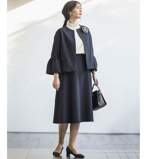 組曲「【KUMIKYOKU NAVY】コンフォータブルドレープ ジャケット」|ノーカラージャケット|