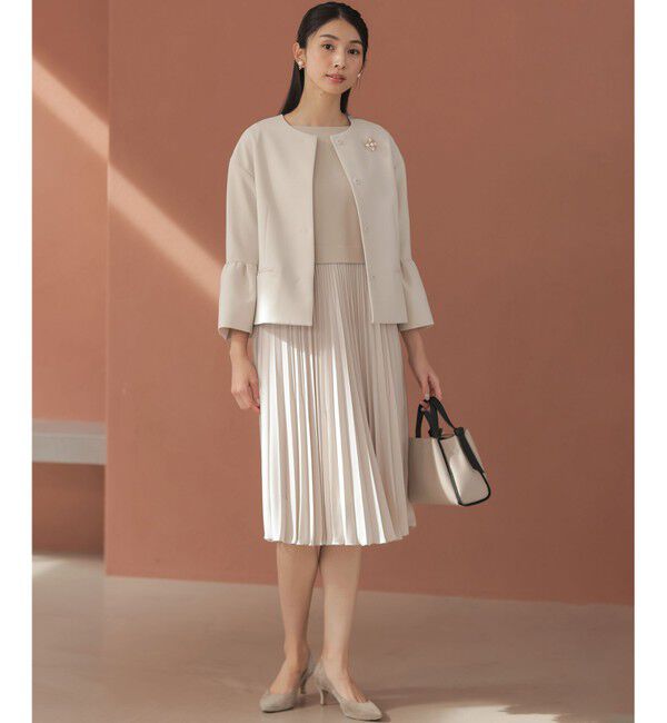 組曲「【KUMIKYOKU NAVY】コンフォータブルドレープ フレアスリーブジャケット」|ノーカラージャケット|