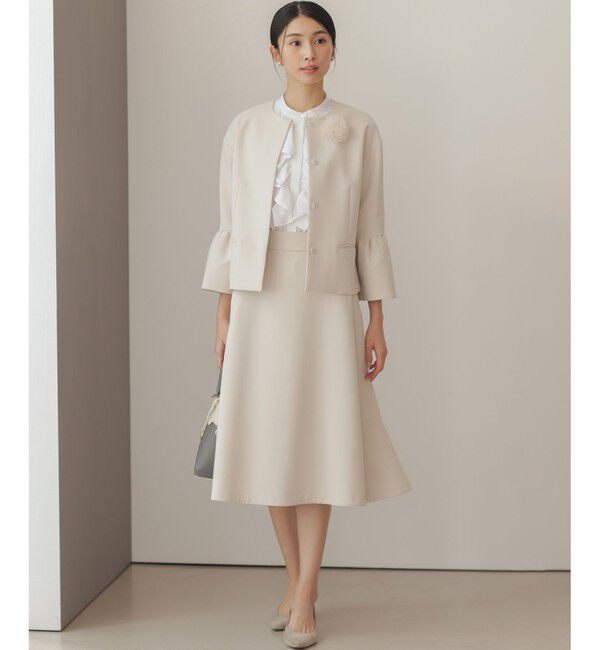 組曲「【KUMIKYOKU NAVY】コンフォータブルドレープ フレアスリーブジャケット」|ノーカラージャケット|