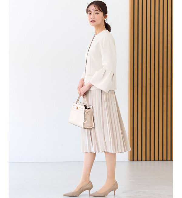 組曲「【KUMIKYOKU NAVY】コンフォータブルドレープ フレアスリーブジャケット」|ノーカラージャケット|