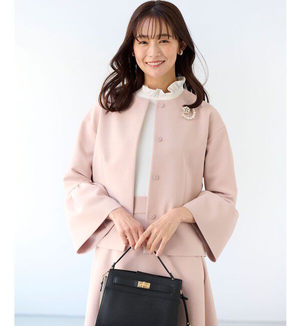 組曲「【KUMIKYOKU NAVY】コンフォータブルドレープ フレアスリーブジャケット」|ノーカラージャケット|