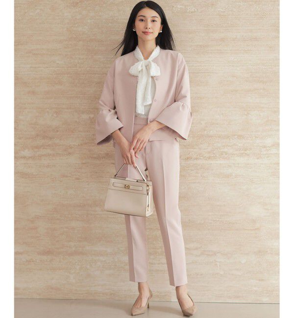 組曲「【KUMIKYOKU NAVY】コンフォータブルドレープ フレアスリーブジャケット」|ノーカラージャケット|