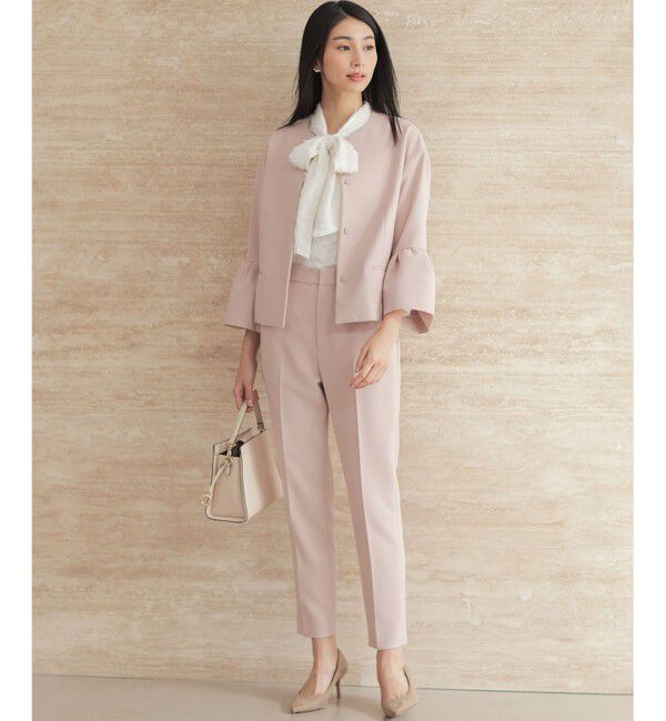 組曲「【KUMIKYOKU NAVY】コンフォータブルドレープ フレアスリーブジャケット」|ノーカラージャケット|