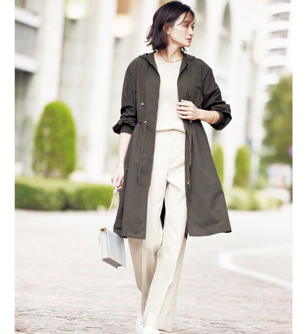 自由区「【撥水加工・UVケア・洗える】ライトグログランフーデッド コート」|ミリタリー・モッズコート|