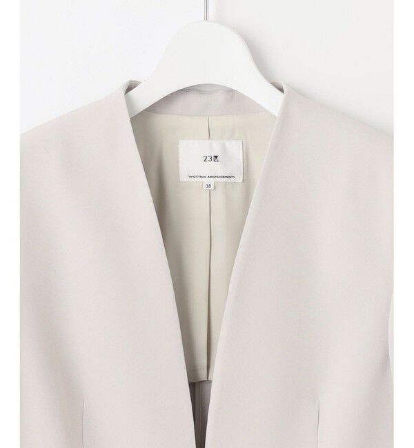 23区「【セットアップ対応/洗える】トリアセダブルジョーゼット ノーカラー ジャケット」|ノーカラージャケット|