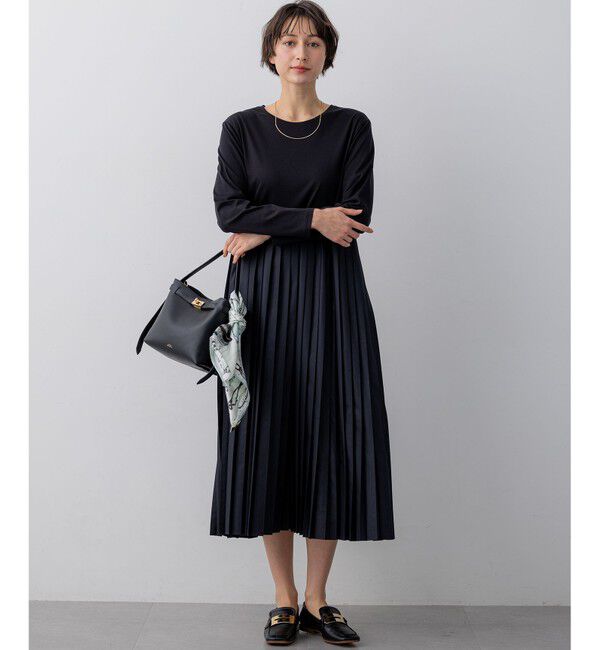 23区「ニットセットアップ プリーツコンビ ワンピース」|ワンピース|