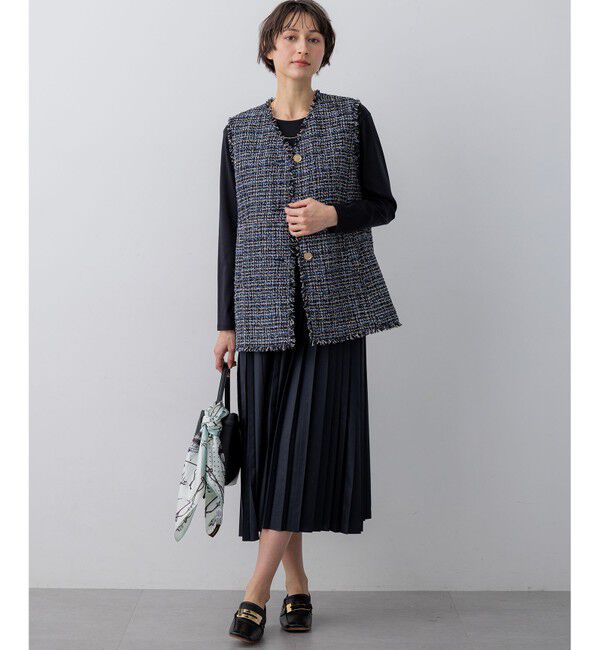 23区「ニットセットアップ プリーツコンビ ワンピース」|ワンピース|