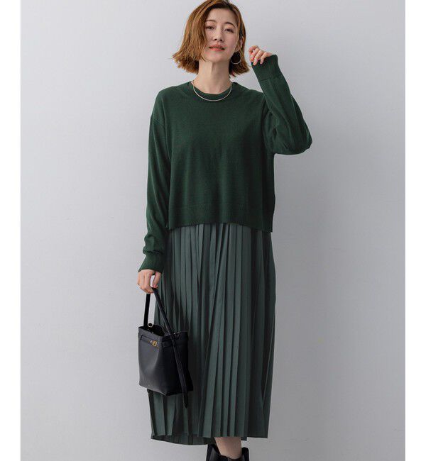23区「ニットセットアップ プリーツコンビ ワンピース」|ワンピース|ﾀﾞｰｸｸﾞ