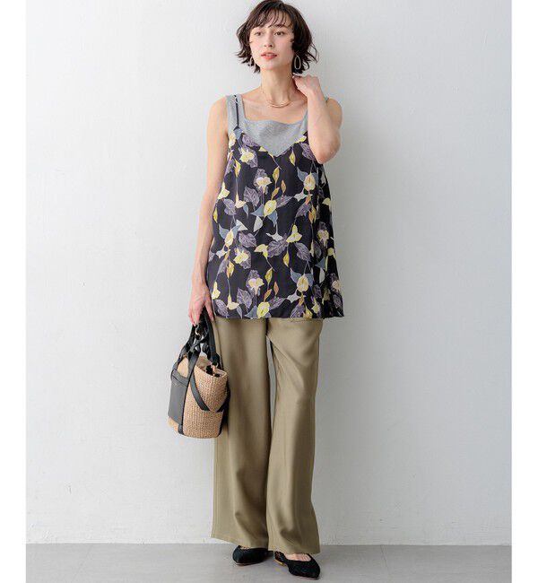 23区「シャイニーリブ スクエアネック タンクトップ」|タンクトップ|