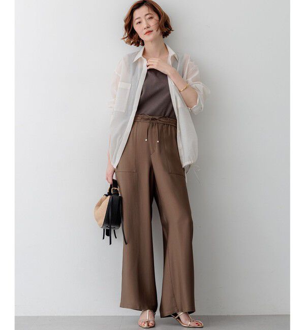 23区「シャイニーリブ スクエアネック タンクトップ」|タンクトップ|