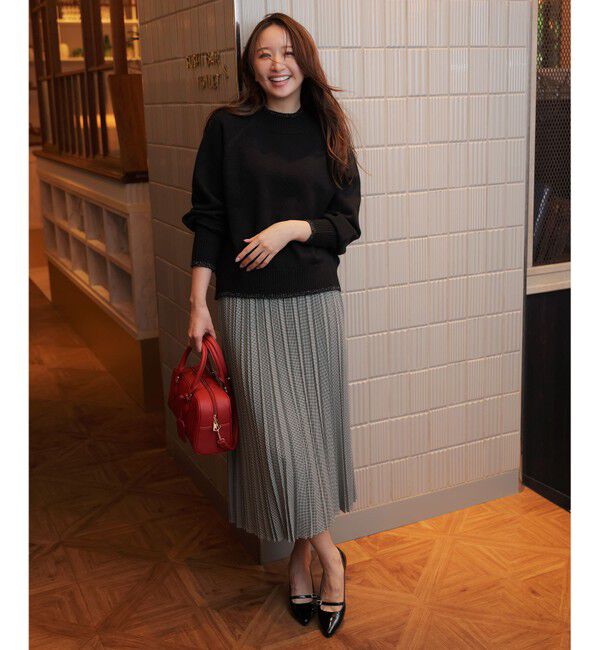 ANY SIS「【2SET】ボリューム ニット&times;プリーツ スカート セット」|スーツ|ブラック&times;千鳥