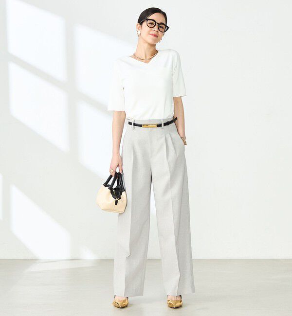 NOLLEY'S sophi「《手洗い可能》カシュクール風5分袖プルオーバーニット」|ニット・セーター|