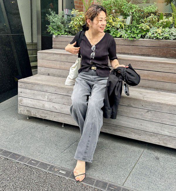 Rie Miller「《手洗い可能》ランダムテレコ2WAYカーディガン」|カーディガン|